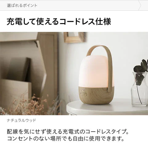 アロマディフューザー 加湿器機能付き 卓上ライト機能 ホワイトウッド