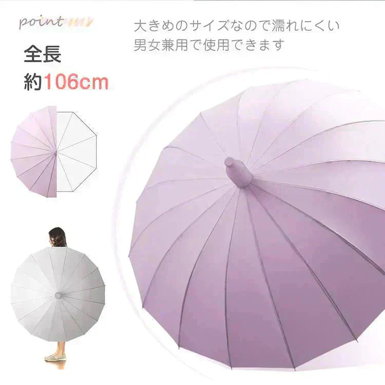 スライドケース長傘 「ピンク」 晴雨両用 16本骨 撥水カバー付き 耐強風 撥水 梅雨対策 メンズ レディース おしゃれ ジャンプ 便利 機能 車 電車 プレゼント