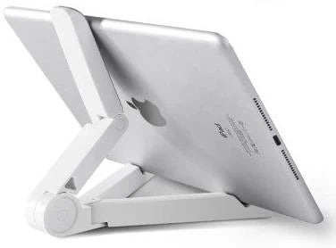 iPad 卓上ホルダー 白 ポータブルフォールドスタンド iphone ホルダー 折り畳み式 角度自由調整 各種タブレット iPhone スマホ 10インチ スマートフォン対応