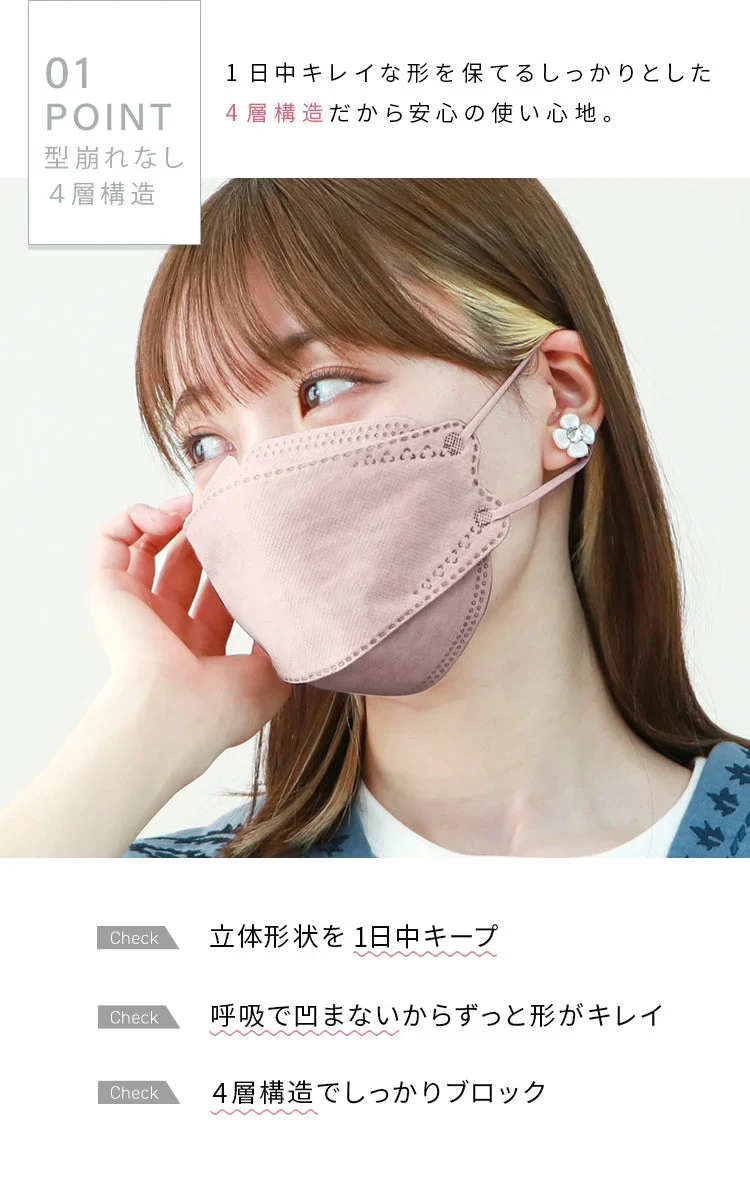【ふつうサイズ】【オールドレース×ブラック】【100枚セット】バイカラー 立体マスク 3D マスク 4層構造 両面同色 5枚ずつ 個包装 くちばし 不織布 マスク 小顔 美 シルエット 使い捨て 血色 マスク カラー カラーマスク ジュエルフラップマスク Jewel Flap Mask 公式 WEIMALL 94-c 花粉症 花粉症対策 予防