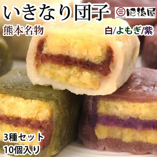 いきなり団子 送料無料 3種セット 10個入り 熊本名物 お取り寄せ 肥後屋 モチモチ食感の和スイーツ 和菓子 団子 あんこ もち