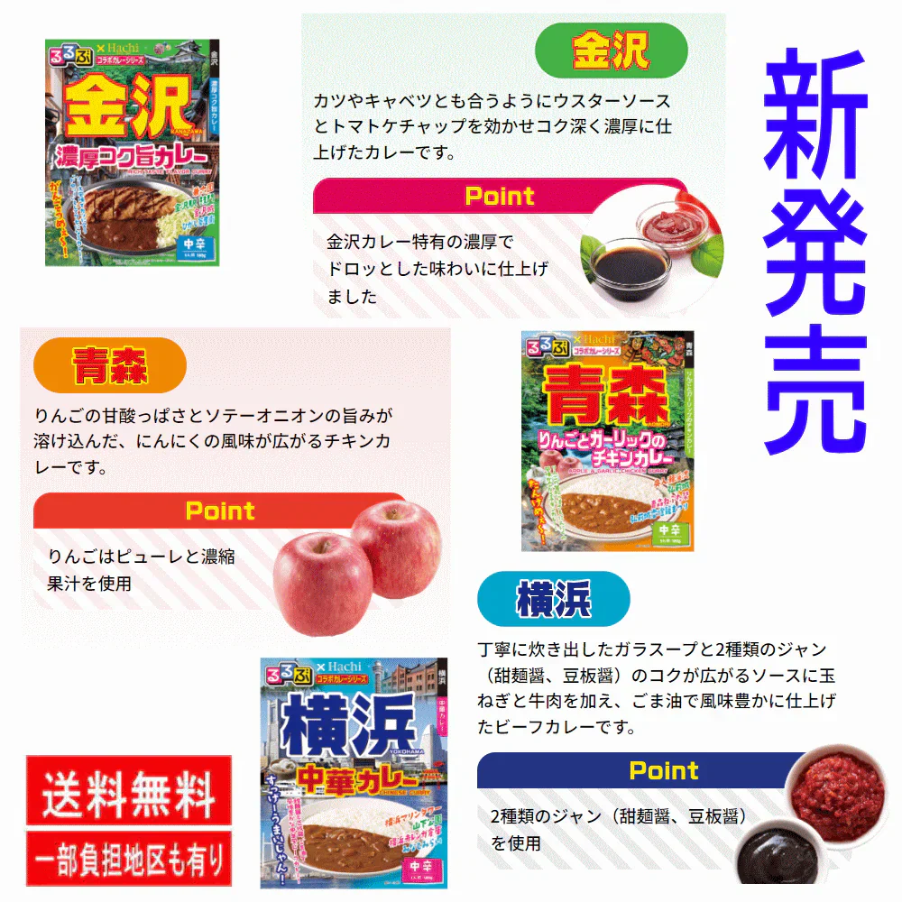【カレー Re】ハチ食品 JTBトラベル るるぶ 雑誌パッケージの完成版 全国ご当地 レトルトカレー 北海道 青森 金沢 横浜 小笠原 京都 大阪 神戸 広島 博多 鹿児島 沖縄 12個セット 関東圏送料無料