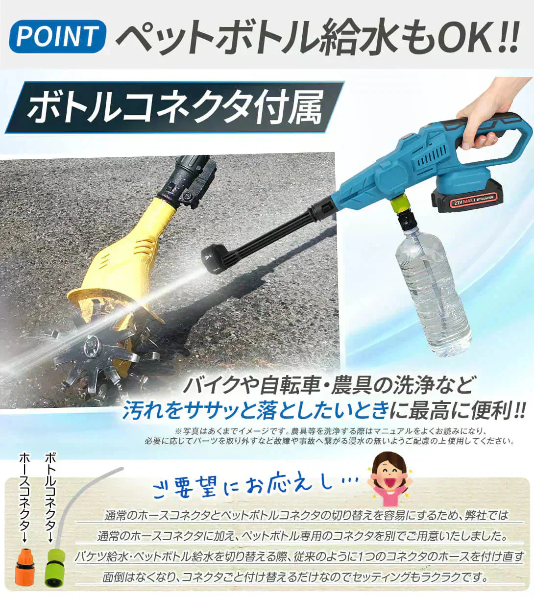 強力ハンディ高圧洗浄機BL　バッテリ2個・充電器付 マキタバッテリ互換 専用ケース付 ブラシレス 洗車 ベランダ バケツ