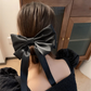 (ブラック)リボンバレッタ 大きい リボンヘアアクセサリー ヘアクリップ 清楚 ガーリー エレガント ヘアピン