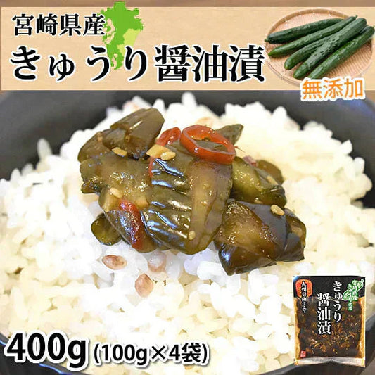 漬物 きゅうり醤油漬 無添加 400g(100g×4袋) 送料無料 九州醤油仕立て ポッキリ お試し 宮崎県産 お取り寄せ きゅうり つけもの【プチプラ特集】