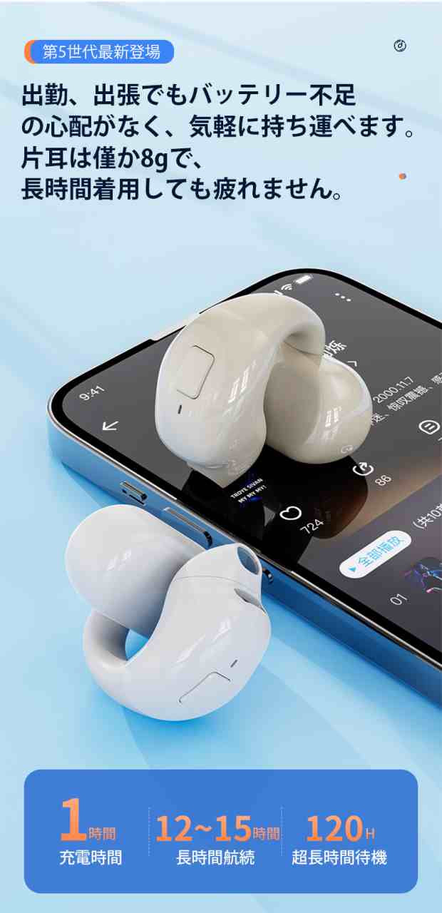 ワイヤレスイヤホン Bluetooth 5.3 ブルートゥースヘッドホン 耳掛け型 ヘッドセット 軽量 高音質 小型 高品質素材 micro充電口 w644C(ベージュ)