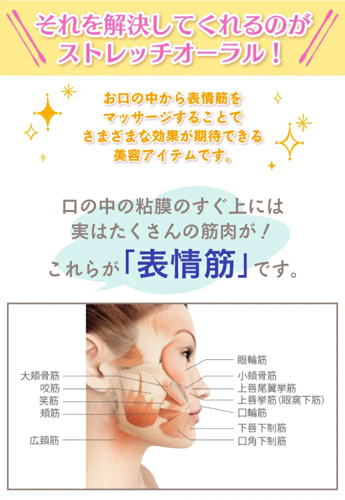 《メーカー正規販売店》表情筋マッサージ ほうれい線 口輪筋 トレーニング たるみ  リフトアップ 美顔器 小顔 Stretch Oral ストレッチオーラル ピンク 1本