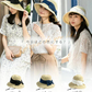 【フリー-ネイビー】【商品名：紐付き手編みストローHAT】