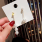 (Aゴールド*S)ピアス パール ロング 揺れる 2way パールピアス アシンメトリー ロングピアス 大ぶりイヤリング左右非対称 かわいい