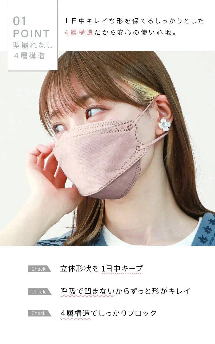 【ふつうサイズ】【ハニー】耳紐同色 立体マスク 3D マスク 4層構造 両面同色 5枚ずつ 個包装 くちばし 不織布 マスク 小顔 美 シルエット 使い捨て 血色 マスク カラー カラーマスク ジュエルフラップマスク Jewel Flap Mask 公式 WEIMALL 94-c 花粉症 花粉症対策 予防