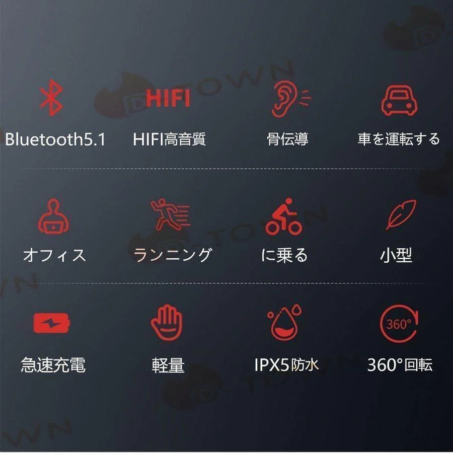 骨伝導 イヤホン Bluetooth 片耳掛け　ワイヤレス マイク付き ヘッドホン(w213D)グリーン