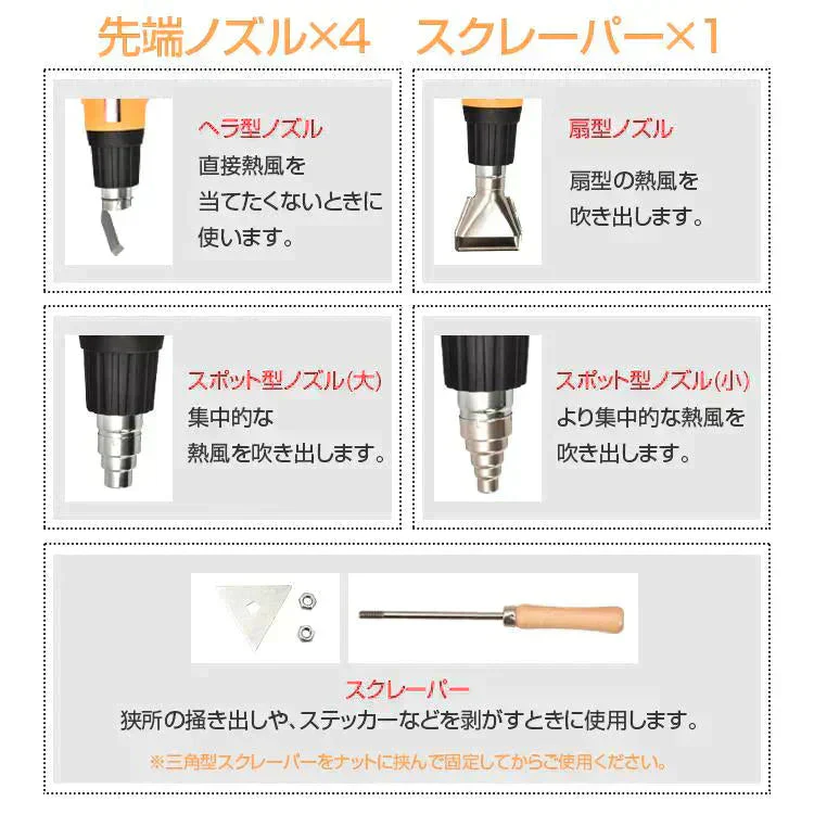 ヒートガン 超強力 ホットガン 1800W 600℃ 工具 DIY シュリンク フェンダー曲げ ステッカー剥がし 熱処理 PSE認証済 風量切替機能付き 2段階