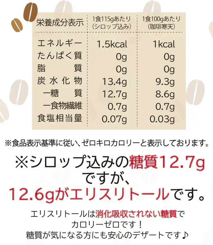 🩵お徳用ゼロカロリー珈琲寒天ゼリー15食／ダイエット中のおやつ／おいしく腸活できちゃう／人工甘味料不使用　ぷるるん姫
