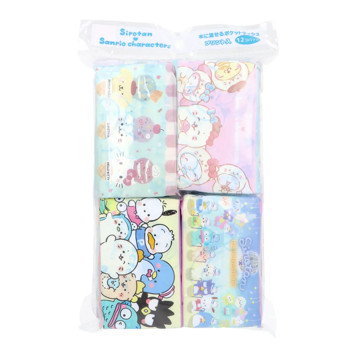 ハヤシ商事 水に流せるプリントティシュ しろたんxサンリオキャラクターズ 8組16枚 12個入り X20パック