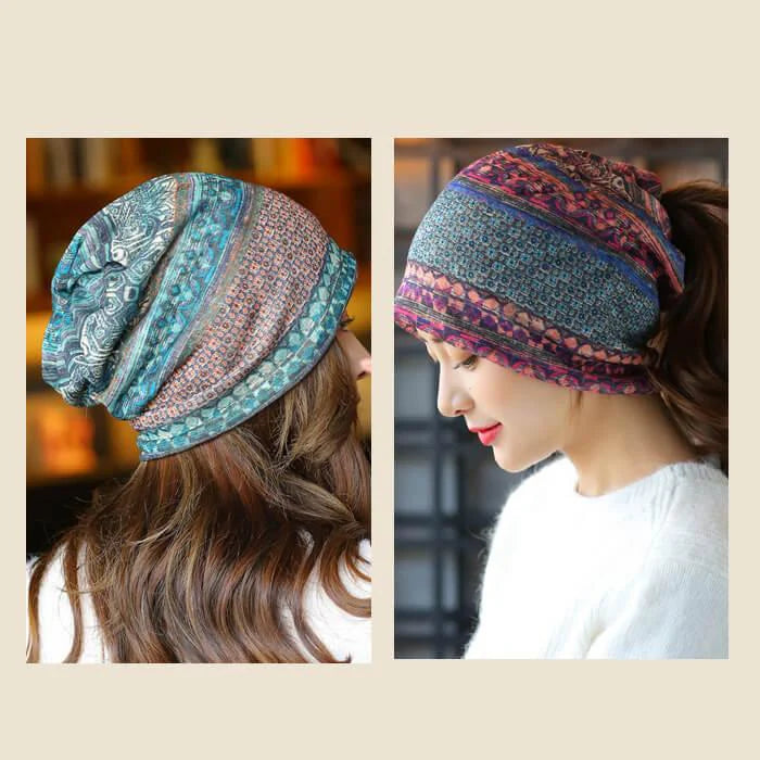 【レッド＋パープル】【予約商品・発送時期は商品説明に記載】帽子 キャップ レディース 室内帽子 2個 セット 防寒 秋冬 暖かい ネックウォーマー バンダナ サマーニット帽 ビーニー ターバン 女性 おしゃれ 可愛い 外出用 白髪隠し 抗がん剤 脱毛 高齢者 手術後用ケア帽子 送料無料 ギフト プレゼント