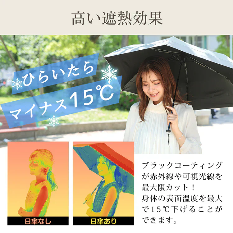◎5月下旬~6月上旬発送予定◎【オフホワイト×グレー】日傘 完全遮光 折りたたみ UVカット 軽量 6本骨 晴雨兼用 遮光100% 傘 かさ 折りたたみ傘