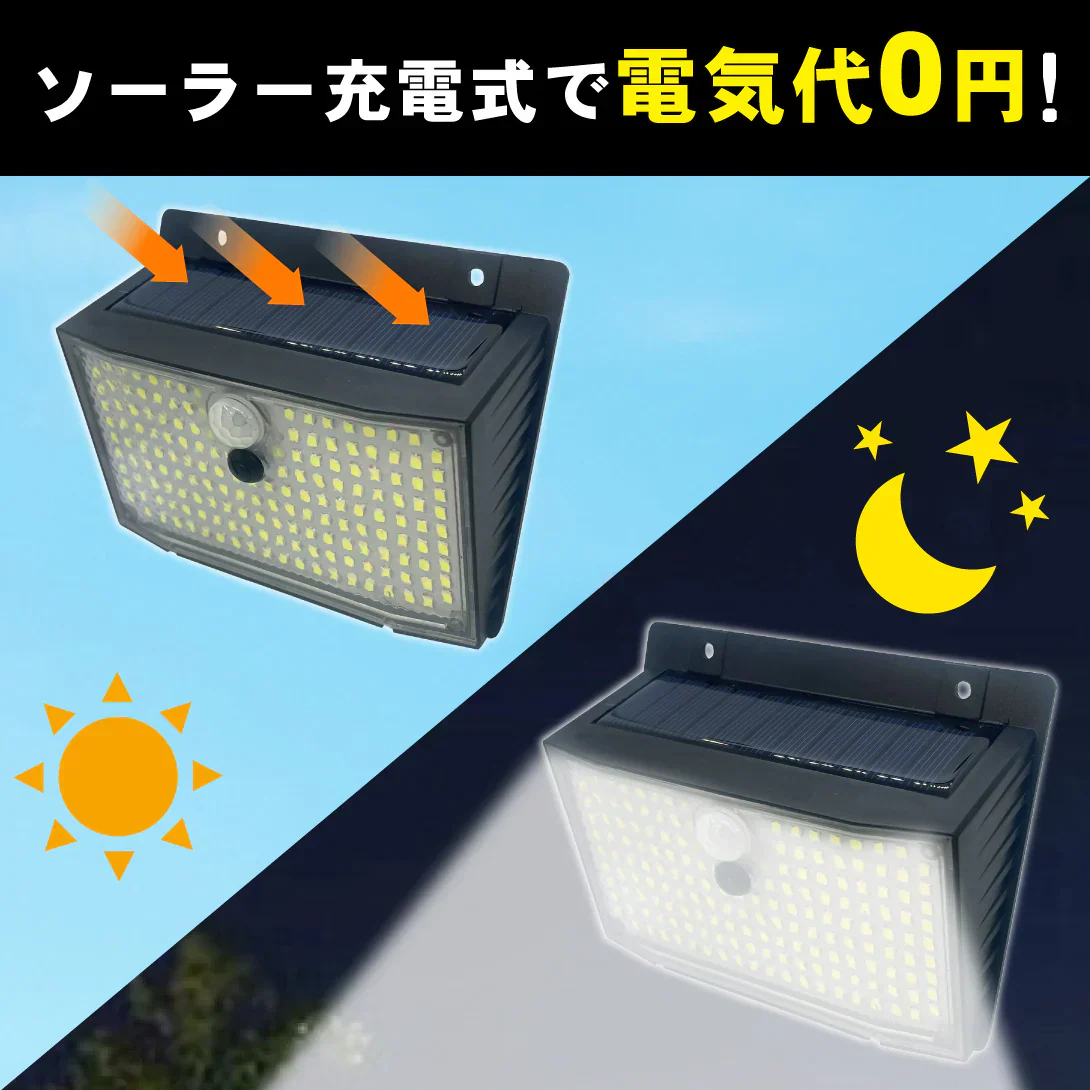 【4個セット】ソーラーライト 防犯灯 ガーデンライト 防犯 防犯対策 屋外 led 防水 玄関灯 センサー 玄関 人感 明るい 防雨 自動点灯 照らすくん 168灯 【発送開始は商品説明を参照】