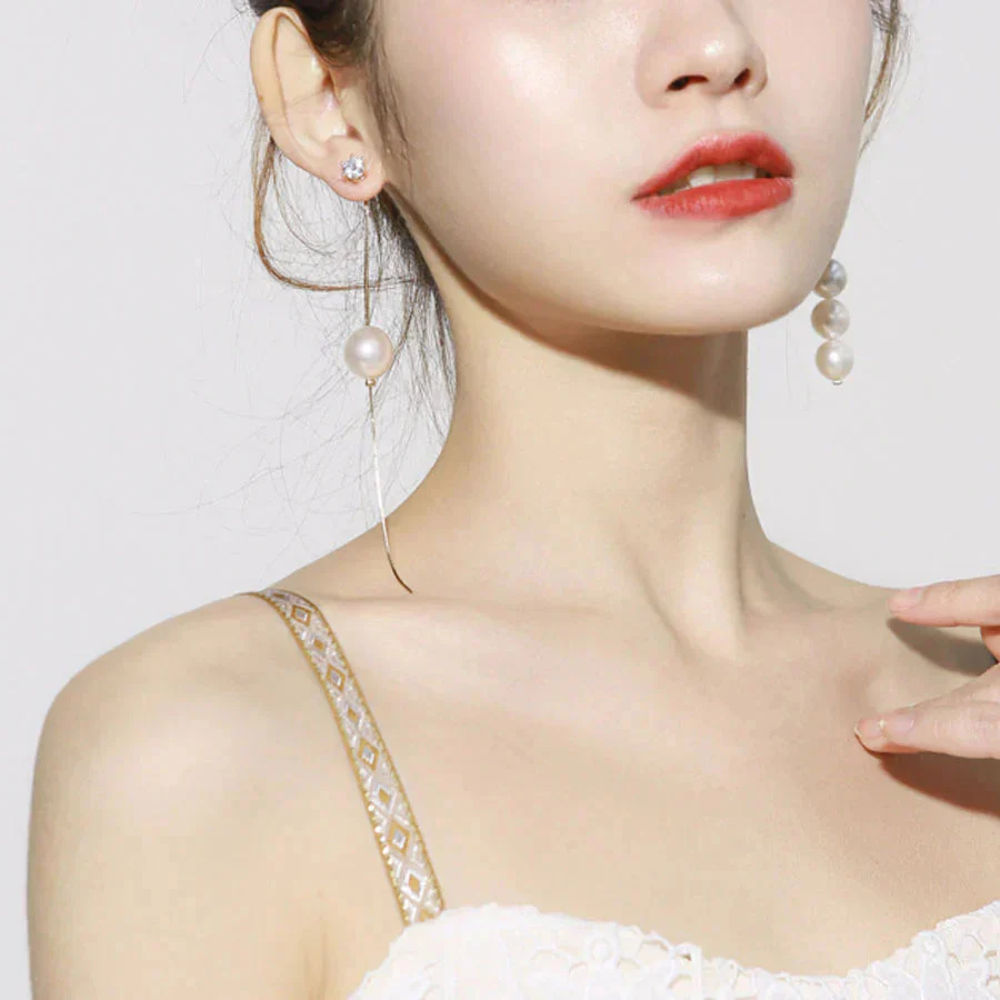 (Aゴールド*S)ピアス パール ロング 揺れる 2way パールピアス アシンメトリー ロングピアス 大ぶりイヤリング左右非対称 かわいい
