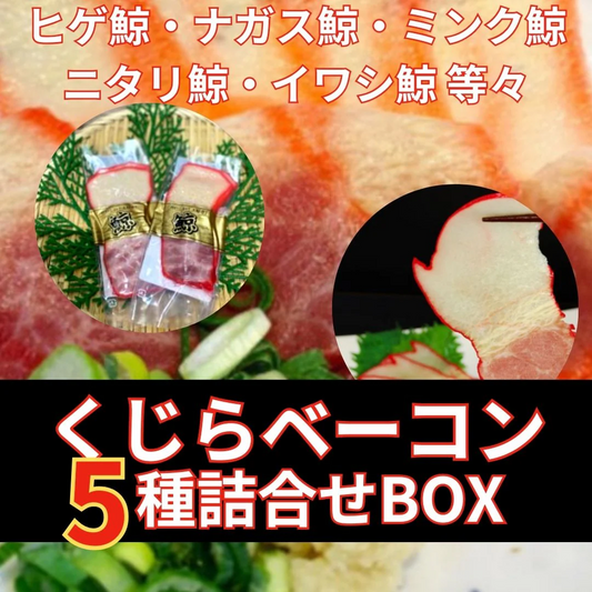 くじら/鯨ベーコン　5種詰合せ（ニタリ鯨・ナガス鯨・イワシ鯨等々）
