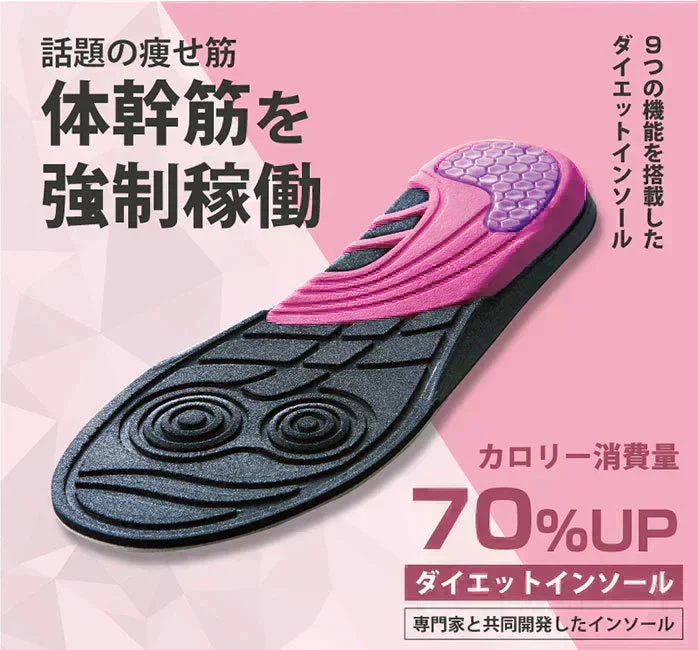 体幹筋エクササイズインソール ツインボール・Sサイズ(22.0-22.5cm)【インソール靴　極薄素材　滑り止め ウォーキング　バランス　筋力UP　カロリー消費　O脚】ダイエット インソール 中敷き 体幹筋エクササイズインソール ツインボール ダイエットインソール 衝撃吸収 レディース ダイエットスニーカー ウォーキング 靴 アーチサポート 体幹筋 サポート 下半身 極薄 運動 美脚 ながら運動 靴 送料無料 ダイエット靴 シューズ O脚