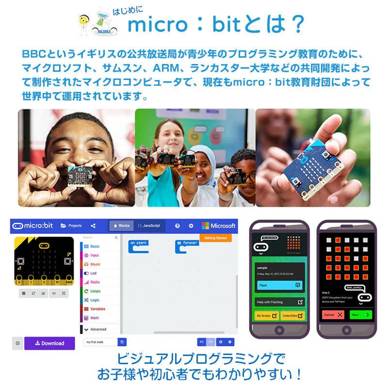 micro:bit V2.0/2.2 専用 教材CD1枚 日本語PDF 33個 マイクロビット 簡単 プログラミング 小学生 初心者 おすすめ 子供 パソコン コーディング準備 学習 教育