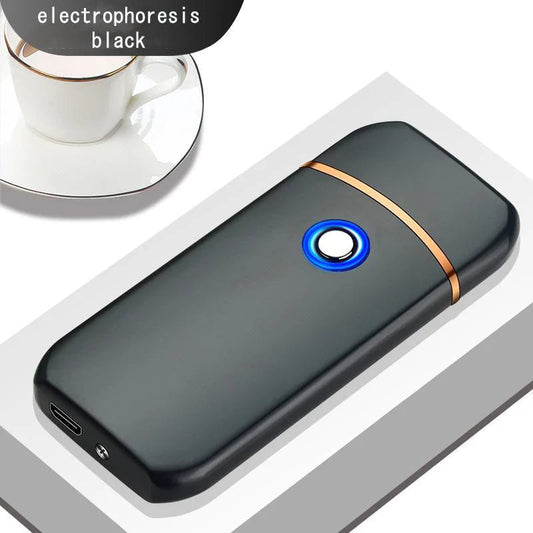 当日発送 電子ライター ライター 充電式充電式 usb 小型 ガス オイル不要 防風 軽量 薄型 プレゼント 電子ターボライター w234B(マットブラック)