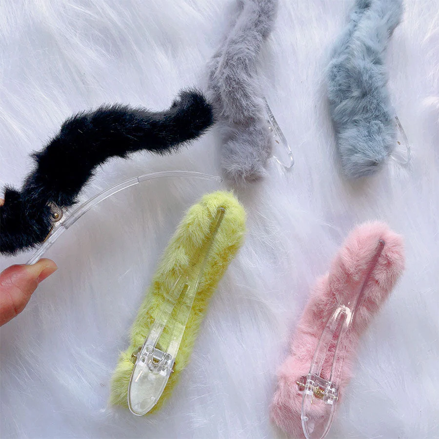 (ブラック)もこもこヘアピン 大きめ　ヘアクリップ　韓国風　ヘアアクセサリー　かわいい　オシャレ　髪飾り パーティー飾り 上品