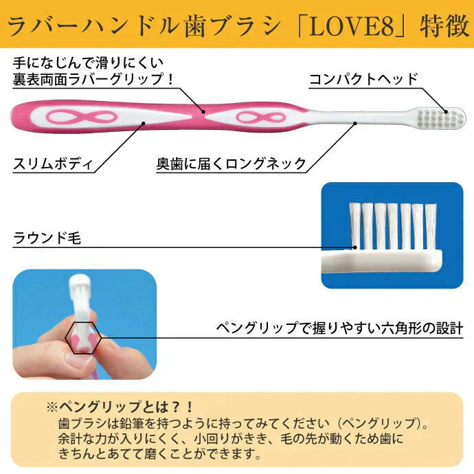 歯ブラシ Lover8(ラバーエイト) スリムタイプ ラウンド毛 Sやわらかめ 30本入【Ciメディカル 歯ブラシ】【メール便送料無料】