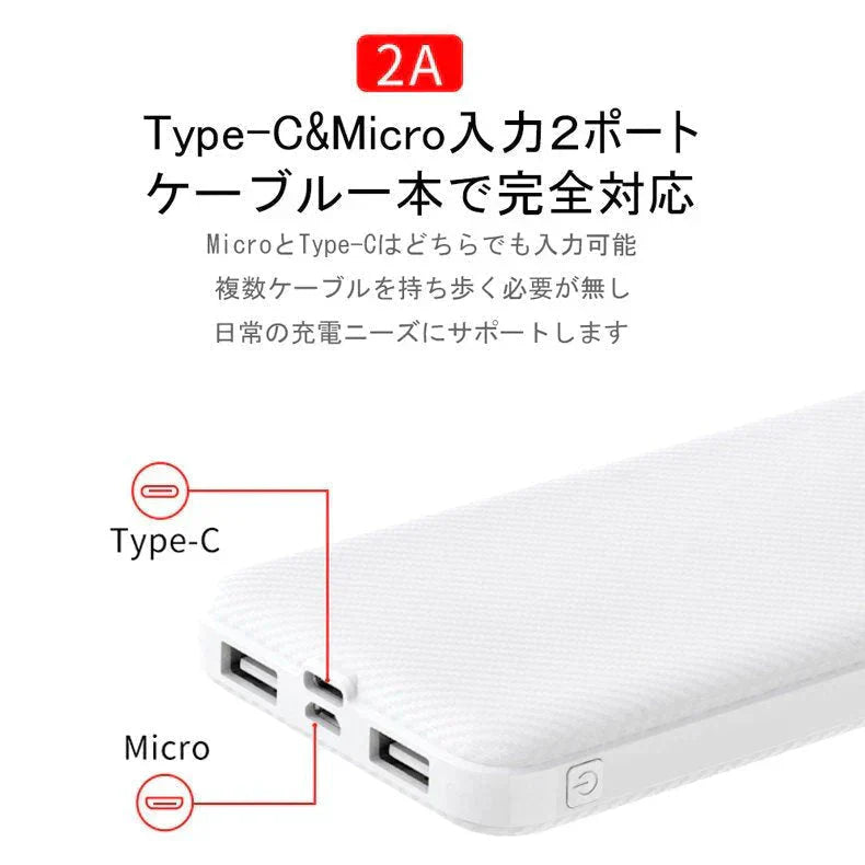 【2台同時充電可能！】モバイルバッテリー スマホ充電器 大容量 12000mAh 小型 急速充電器 PSE認証済 残量表示 2台同時充電 携帯充電器 iPhone/iPad/Android 各種対応 送料無料【ご新規さん限定商品】