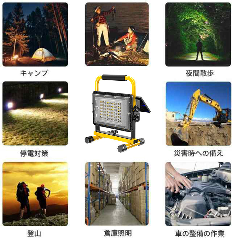 当日発送 ソーラー 充電式 投光器 新仕様 LEDポータブル 角度調整 モード調光 屋外用 ライト 釣り 懐中電灯 フィッシング ライト IP65防水仕様 w197C(タイプC)