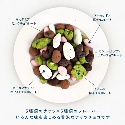 ５種のいろどりミックスナッツチョコレート 200g チョコ 2024 ナッツチョコ【3～4営業日以内に出荷】［基本冷蔵/冷凍も可］チョコレート 自分用 オシャレ かわいい ギフト