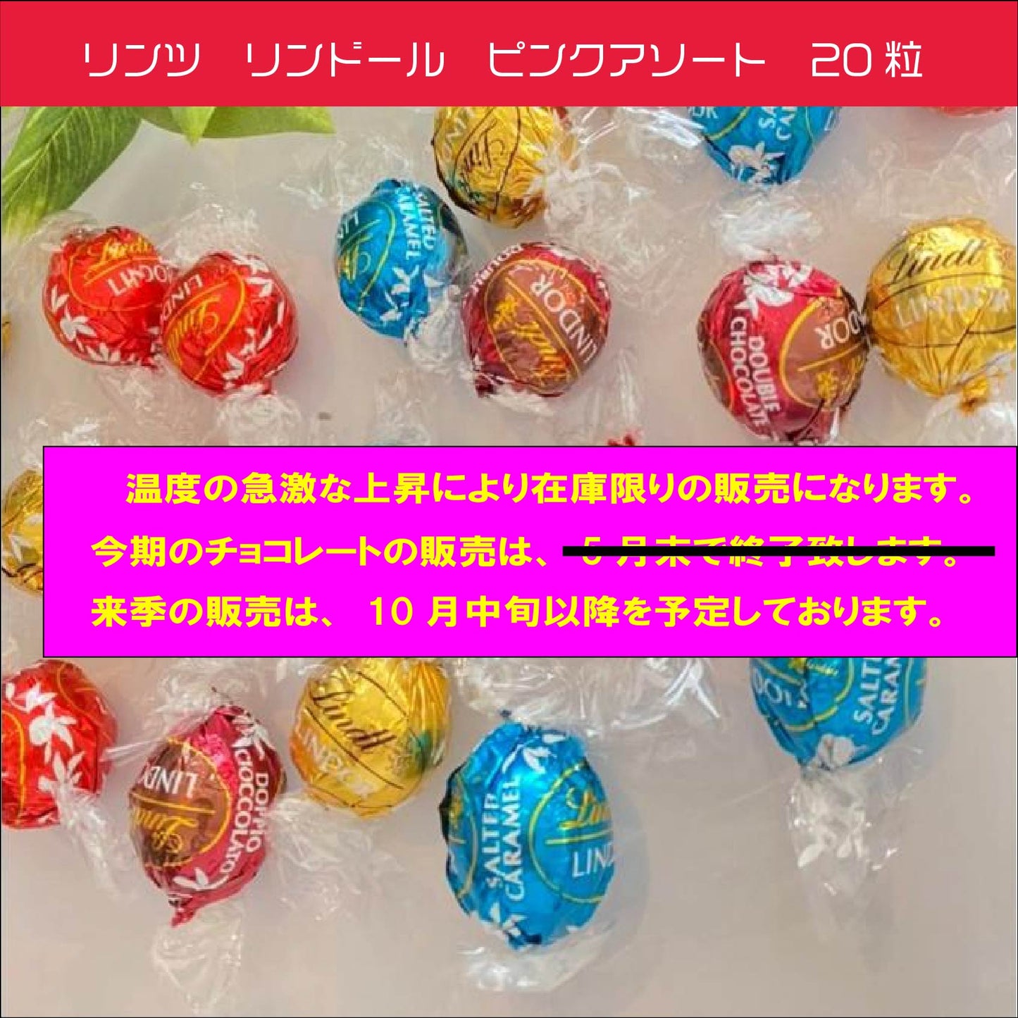 リンツ　リンドール　ピンク　20粒　バラ　ミルク　ホワイト　ソルテッドキャラメル　ダブルチョコレート