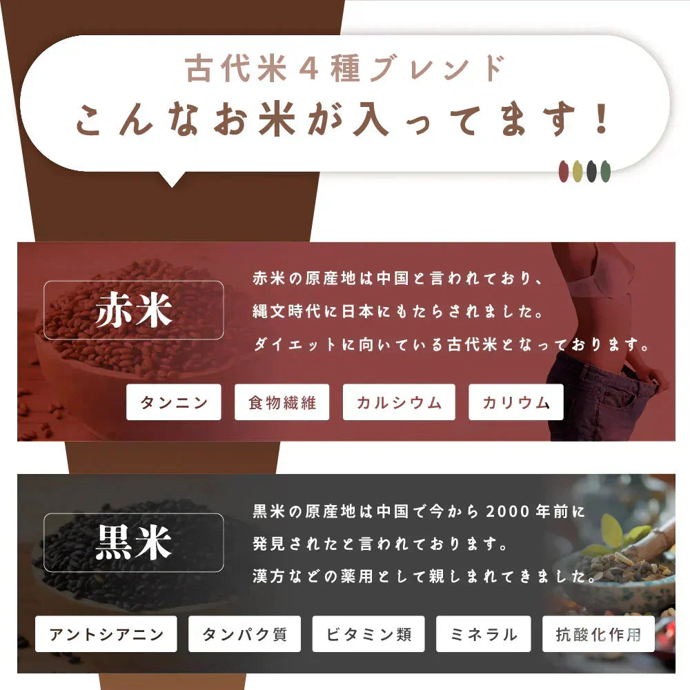 雑穀 雑穀米 国産 古代米４種ブレンド 400g  [黒米/赤米/緑米/発芽玄米] 無添加 無着色 お試しサイズ 送料無料 ポスト投函