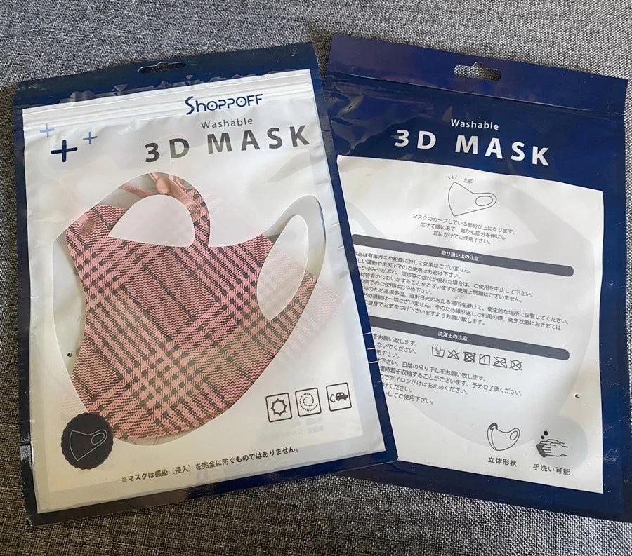 【ランダム発送】チェック柄　耳ひも調節可能　防寒/防塵マスク　花粉症対策　 大人用マスク 日焼け防止　洗えるマスク 日本語パッケージ 6色　(1枚）
