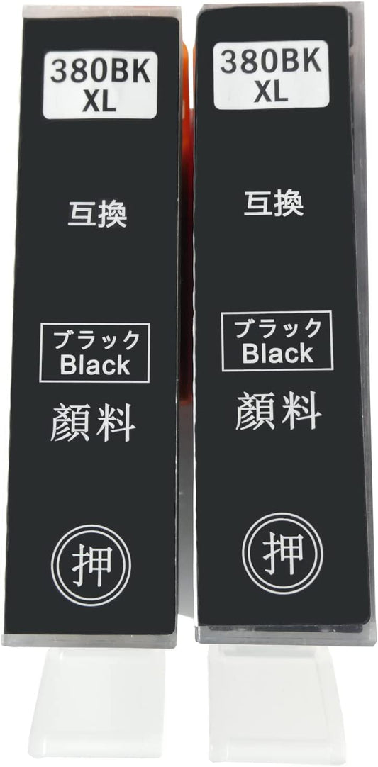 やまとインク キャノン Canon 互換インク BCI-380XL（顔料BK) の大容量サイズ ２本セット ICチップ付 残量表示 個別包装