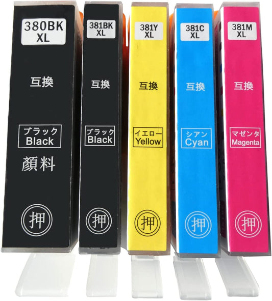 やまとインク キャノン Canon 互換インク BCI-381XL（BK/C/M/Y）+BCI-380XL（顔料BK)5色マルチパック BCI-381+380/5MPの大容量サイズ ICチップ付 残量表示 個別包装