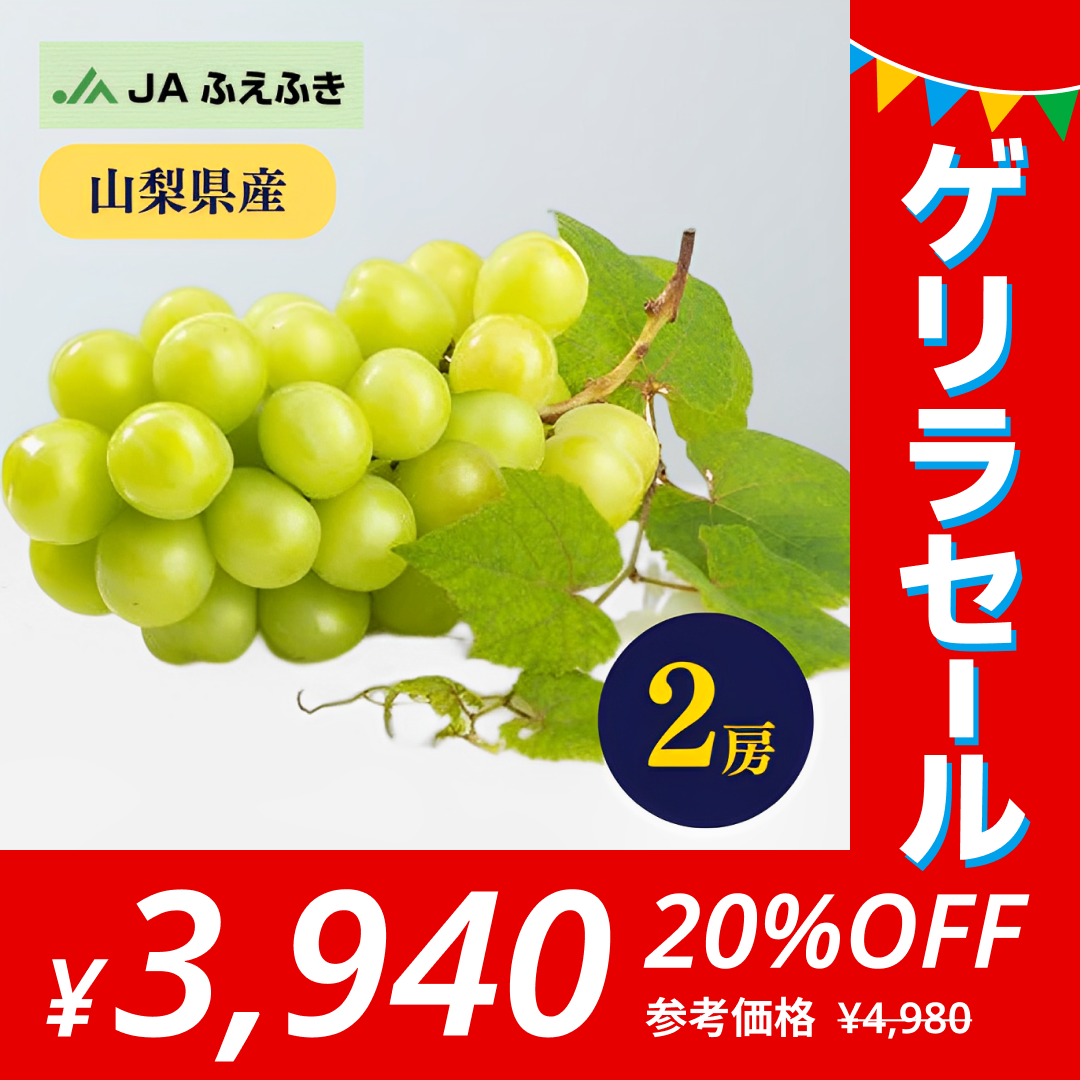 高級シャインマスカット　2房（路地／JAふえふき）【ゲリラセール】