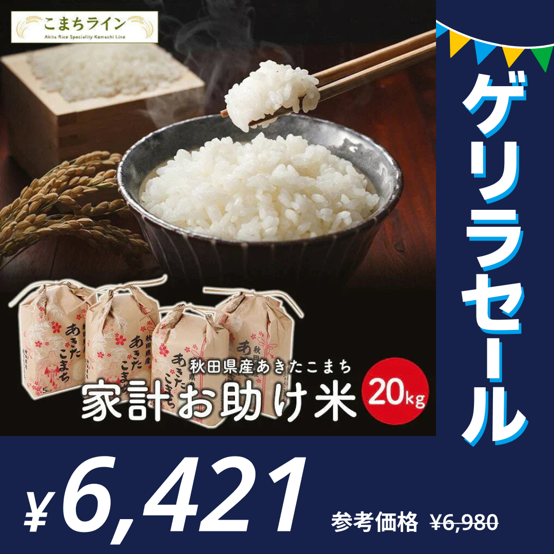 【お助け米20kg】令和4年産 あきたこまち 家計お助け米 20kg（5kg×4袋）　米びつ当番【天鷹唐辛子】プレゼント付き 農家直送便【ゲリラセール】