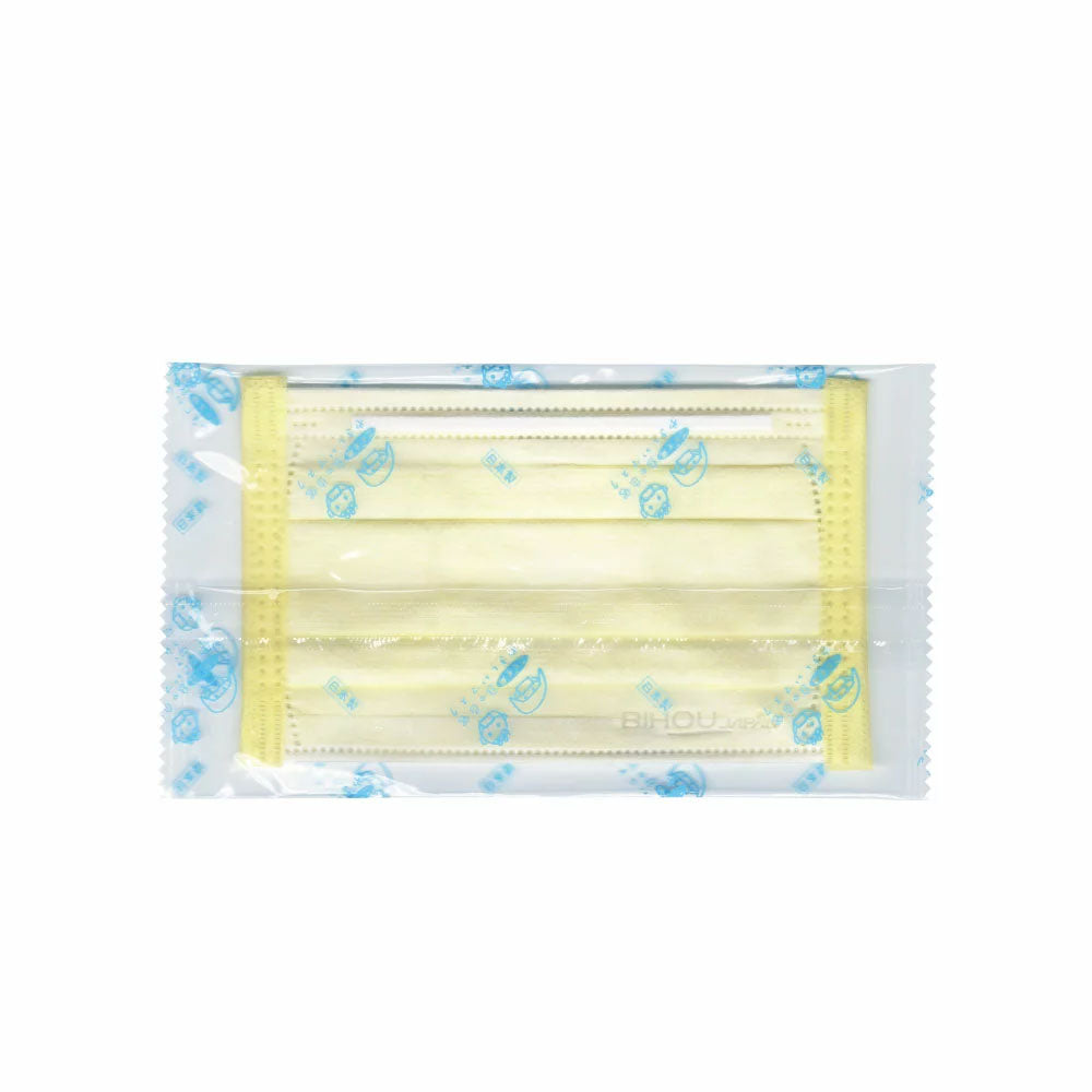 こども用日本製不織布マスク エスパック やさしいマスク 小学生サイズ イエローベージュ 個包装 30枚入り X4パック