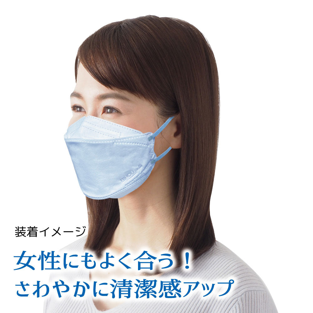 日本製4層不織布マスク エスパック やさしいマスク 3D立体型 標準サイズ ライトブルー 個包装 5枚入り X6パック
