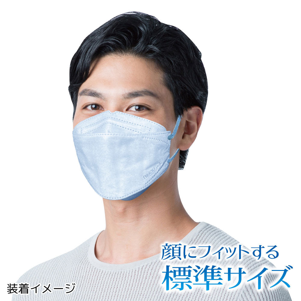 日本製4層不織布マスク エスパック やさしいマスク 3D立体型 標準サイズ ライトブルー 個包装 5枚入り X6パック