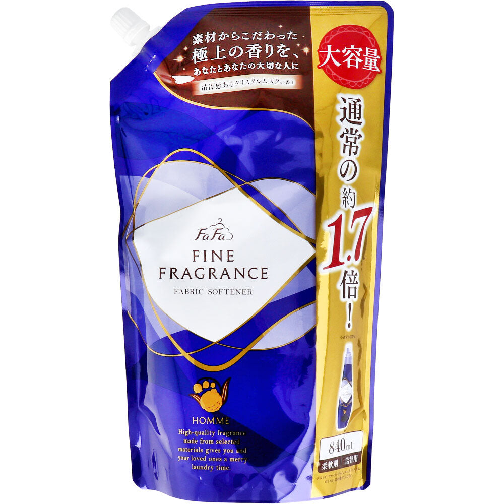 柔軟仕上げ剤 ファーファ ファインフレグランス オム クリスタルムスクの香り 大容量 詰替用 840mL X4パック