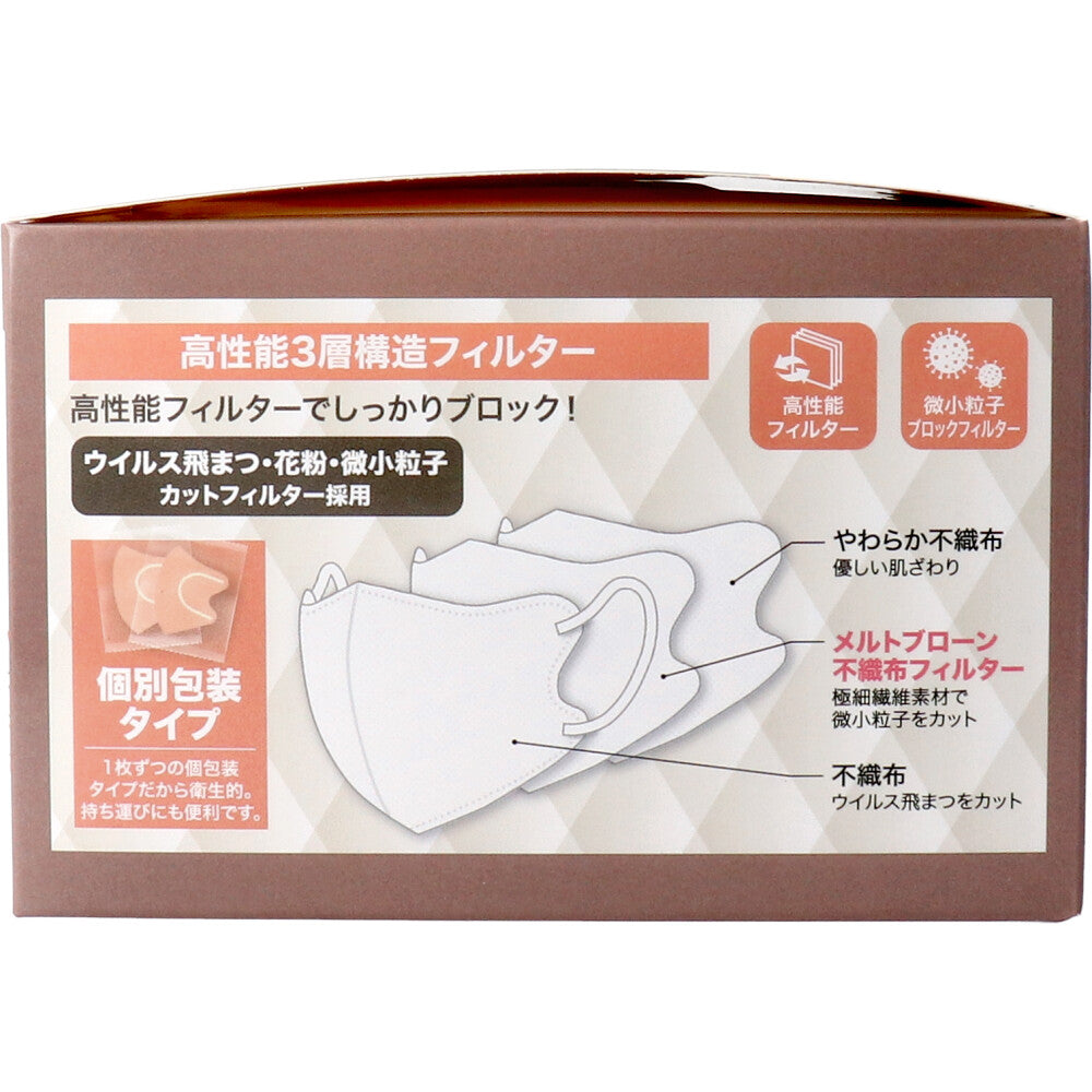 3層不織布マスク グローバルジャパン STYLE-ON ニュアンスバイカラー アプリコット 個別包装 30枚入り X6箱