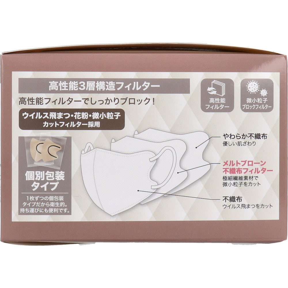 3層不織布マスク グローバルジャパン STYLE-ON ニュアンスバイカラー グレージュ 個別包装 30枚入り X6箱 KI2093-1