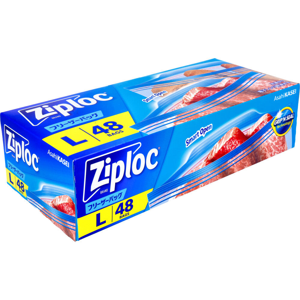 ジップロック ziploc 旭化成ホームプロダクツ フリーザーバッグ ダブルジッパー 冷凍解凍用 Lサイズ 48枚入り X3箱