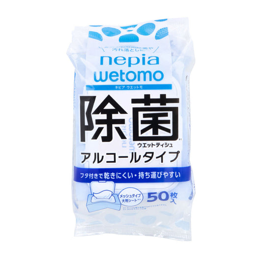 ネピア wetomo ウエットモ 除菌ウエットティシュ アルコールタイプ メッシュタイプ 大判シート 50枚入り X6パック