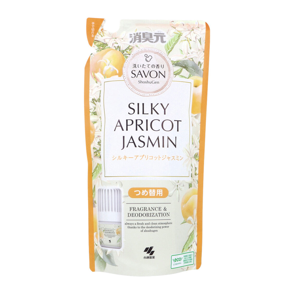 小林製薬 消臭元 SAVON サボン 室内・トイレ用 シルキーアプリコットジャスミン 詰替用 400mL X4パック
