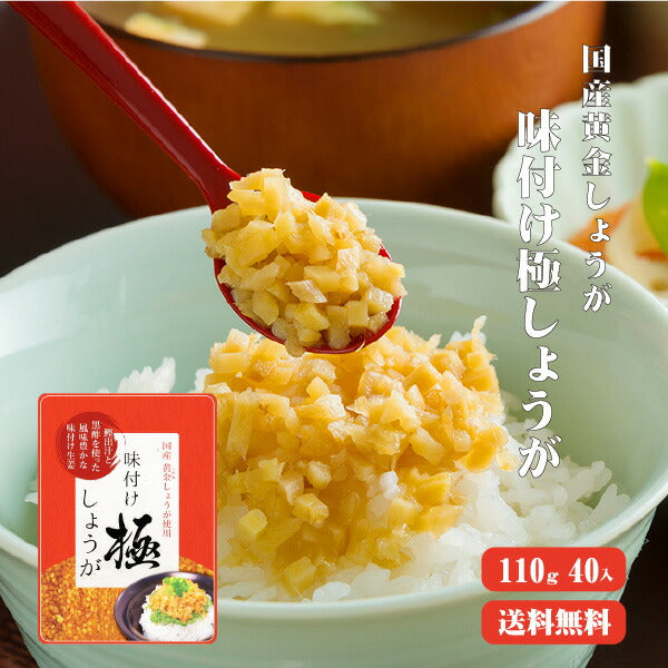 【10人シェア買いでお得】【送料無料】 サクサク味付け極しょうが 110g×40 【まとめ買い】 ふりかけ ご飯のお供 酢しょうが おかず生姜 万能調味料 生姜 しょうが ショウガ 国産