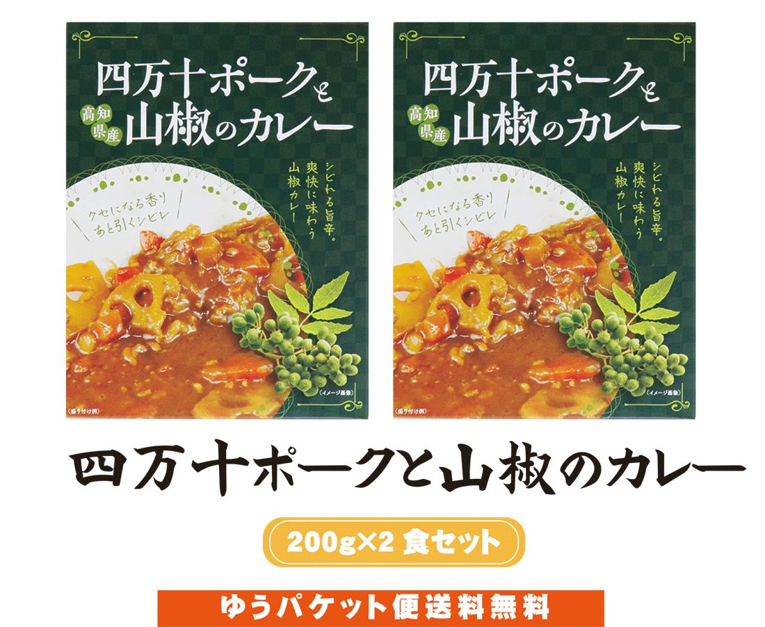 【送料無料】 四万十ポークと山椒のカレー　200g×2袋セット  【代引不可】 ご当地カレー レトルト 特産