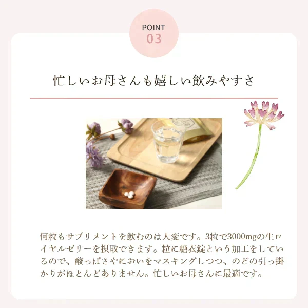 【残りわずか。。売り切れ御免】【訳あり：賞味期限12月27日まで】お母さんのためのロイヤルゼリー3000 ( 30粒入10日分 ) デセン酸1,050mg/袋！　 【美容 健康 アミノ酸 タンパク ビタミン】